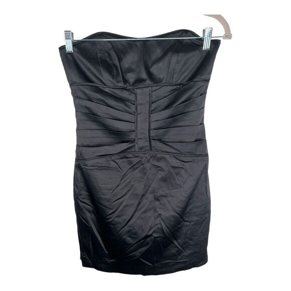Bebe Women's Stretch Ruched Strapless Mini Cocktail Dress Black Size Sma… - Picture 1 of 6